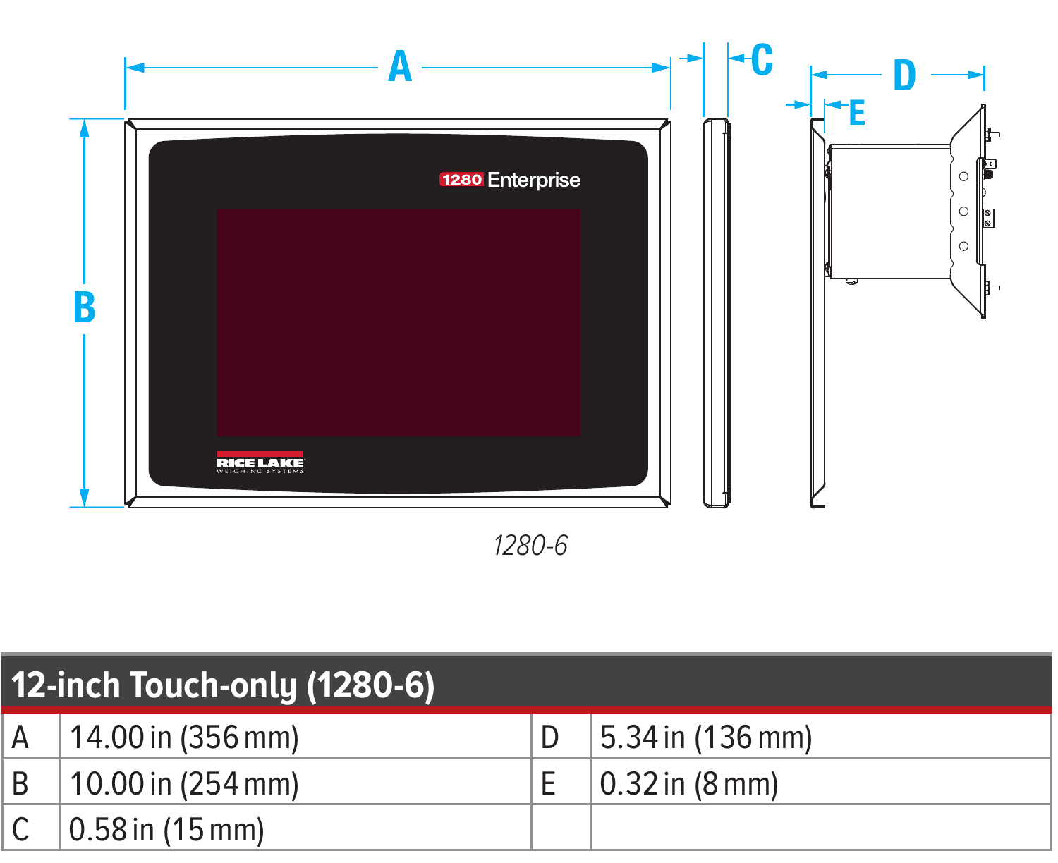 1280-6 Touch12 dimensions with source legend