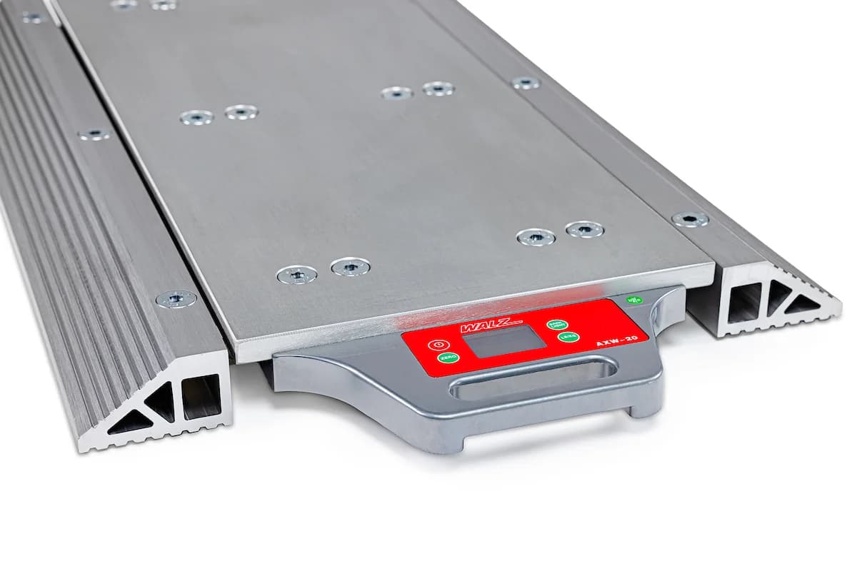 A close up view of the AXW-20 portable axle scale from Walz Scale.