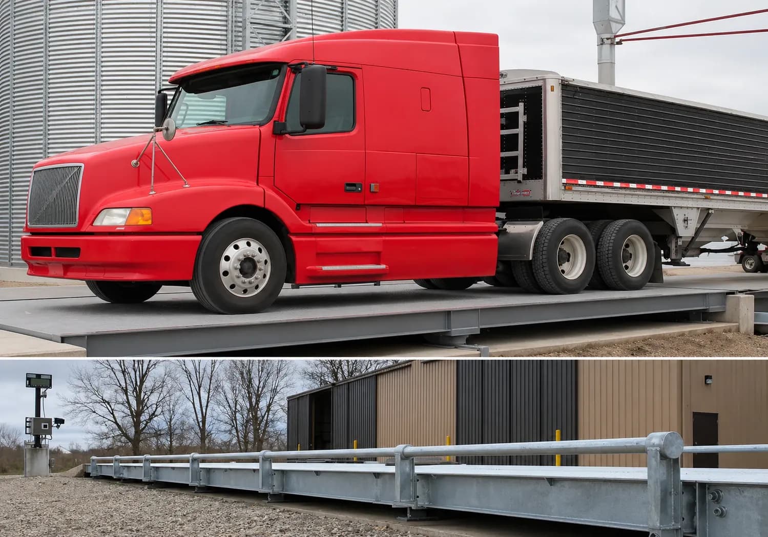 Image of a semi truck weighing on a PT-TS heavy duty truck scale