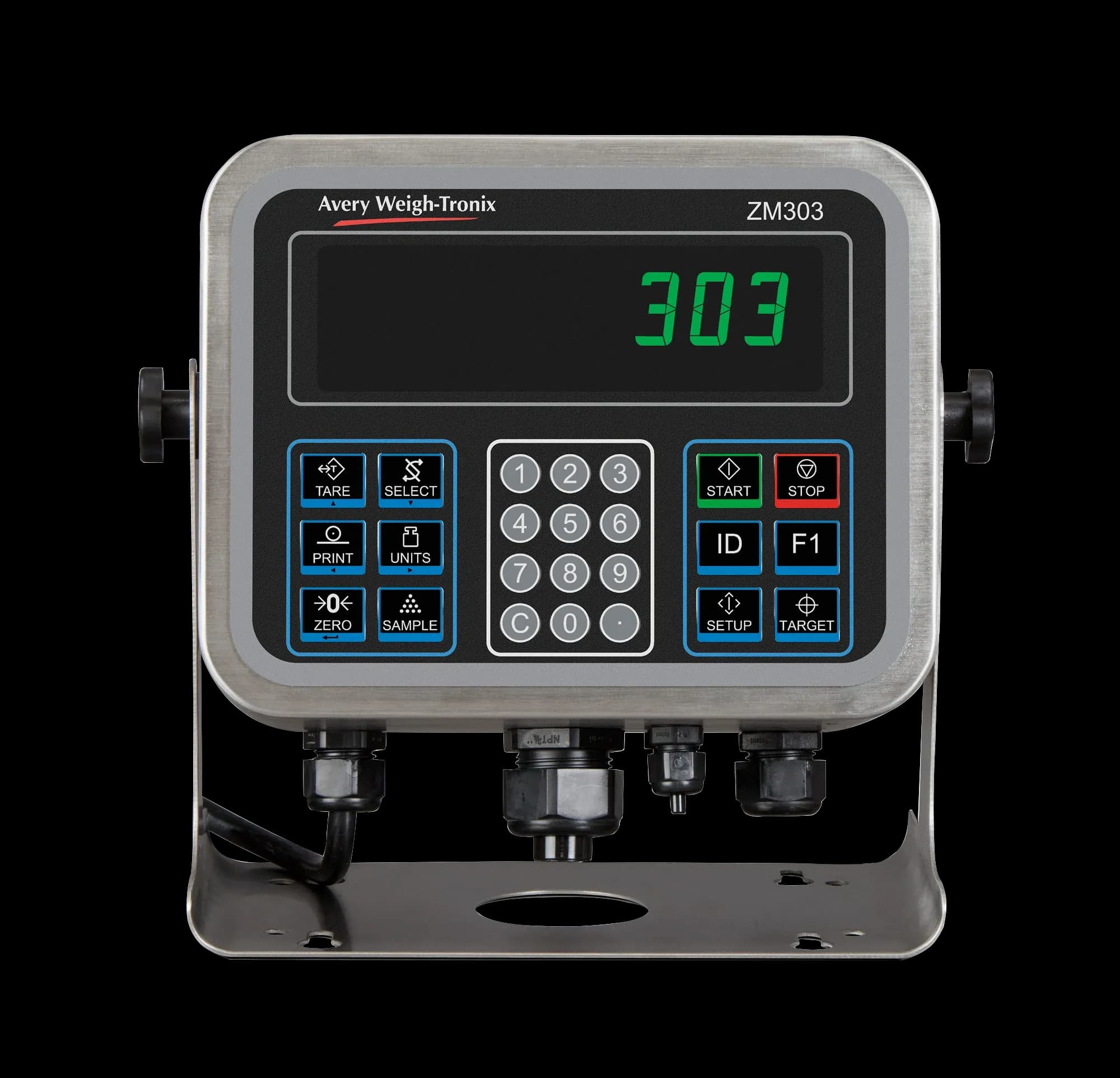 Avery Weigh-Tronix ZM303 stainless-steel weight indicator front view
