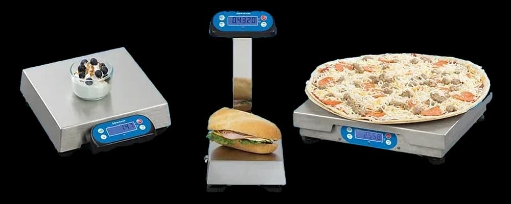 Brecknell 6700U series POS bench scales in three illustrative styles