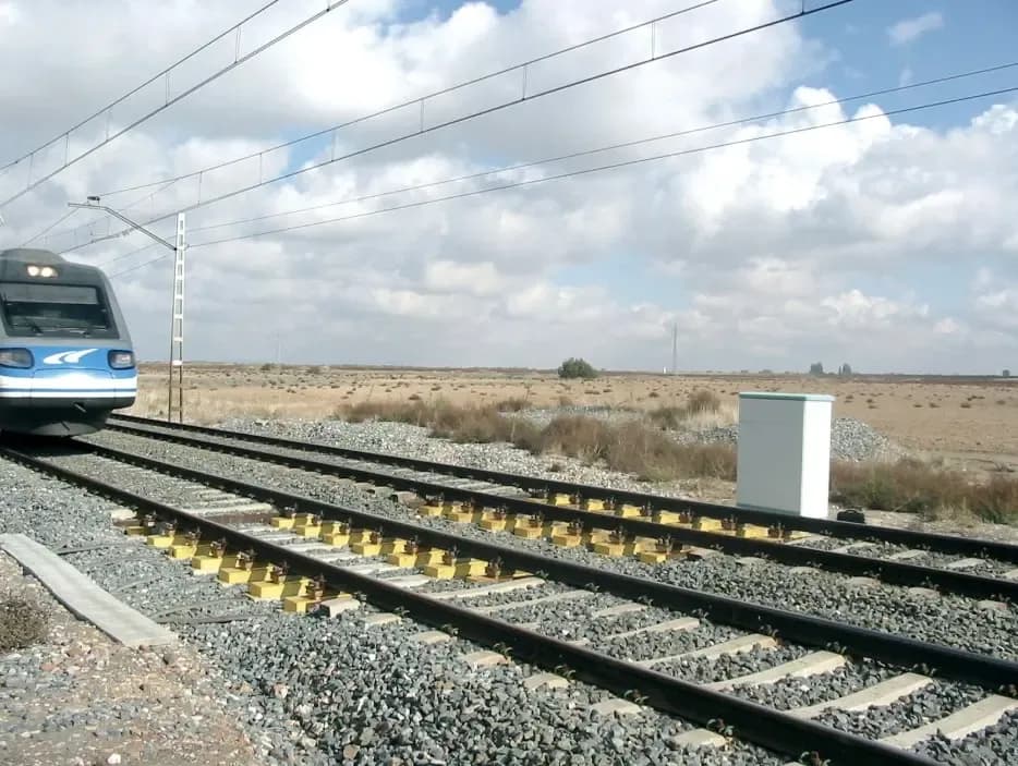 Qlar wayside train monitoring system installed beside active rail track.