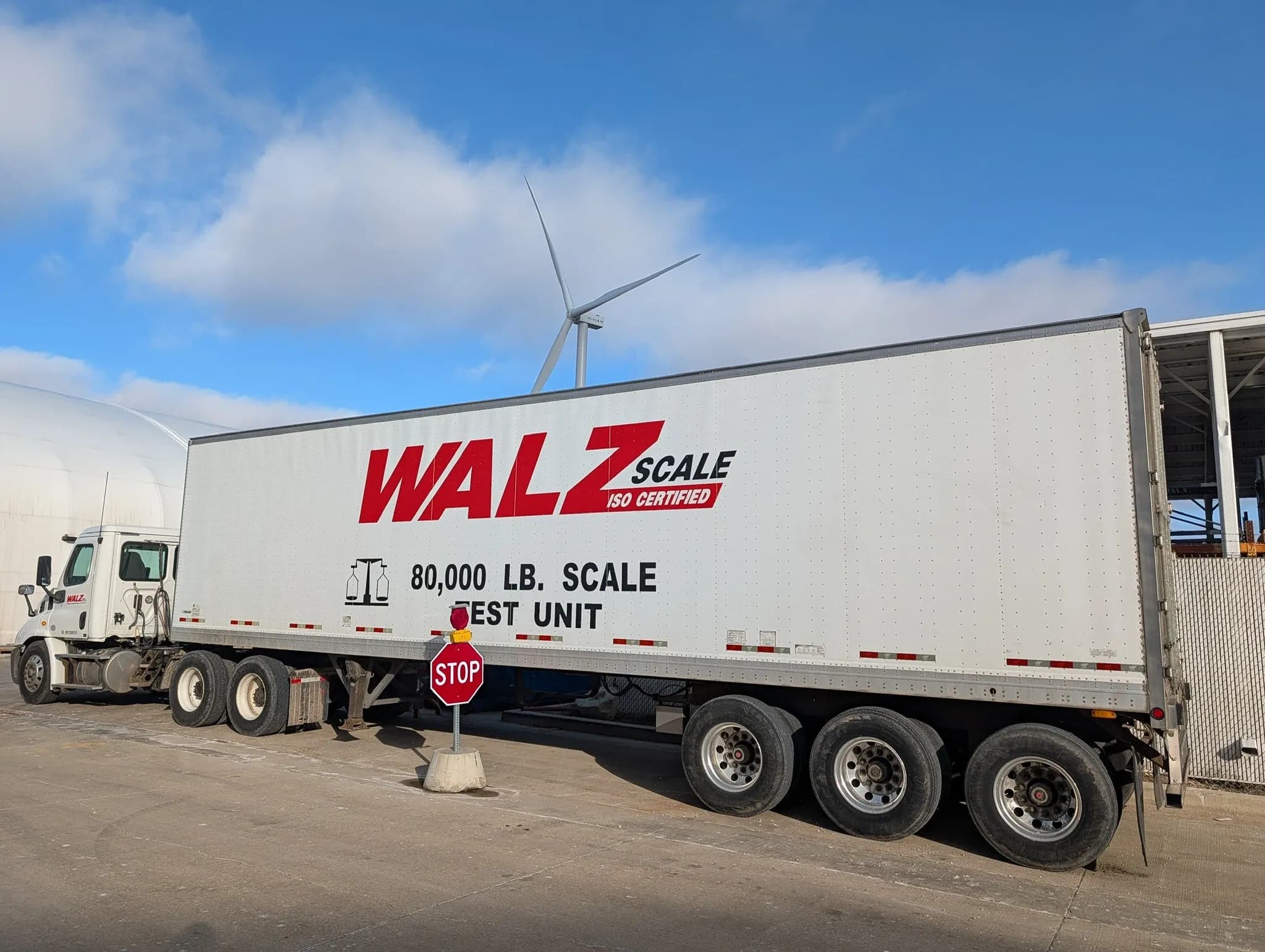 Walz Scale performing a load test on a full-legth weighbridge truck scale.