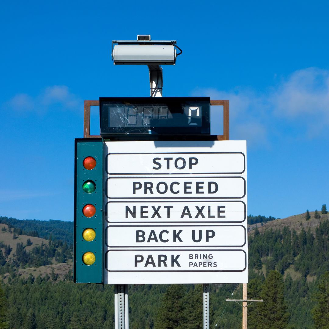 photo of signage at a truck weigh station